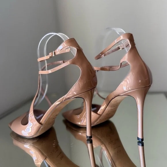 JIMMY CHOO Azia 95 Ballet Pink Patent Leather Sandals $895 40.5 - Picture 12 of 16